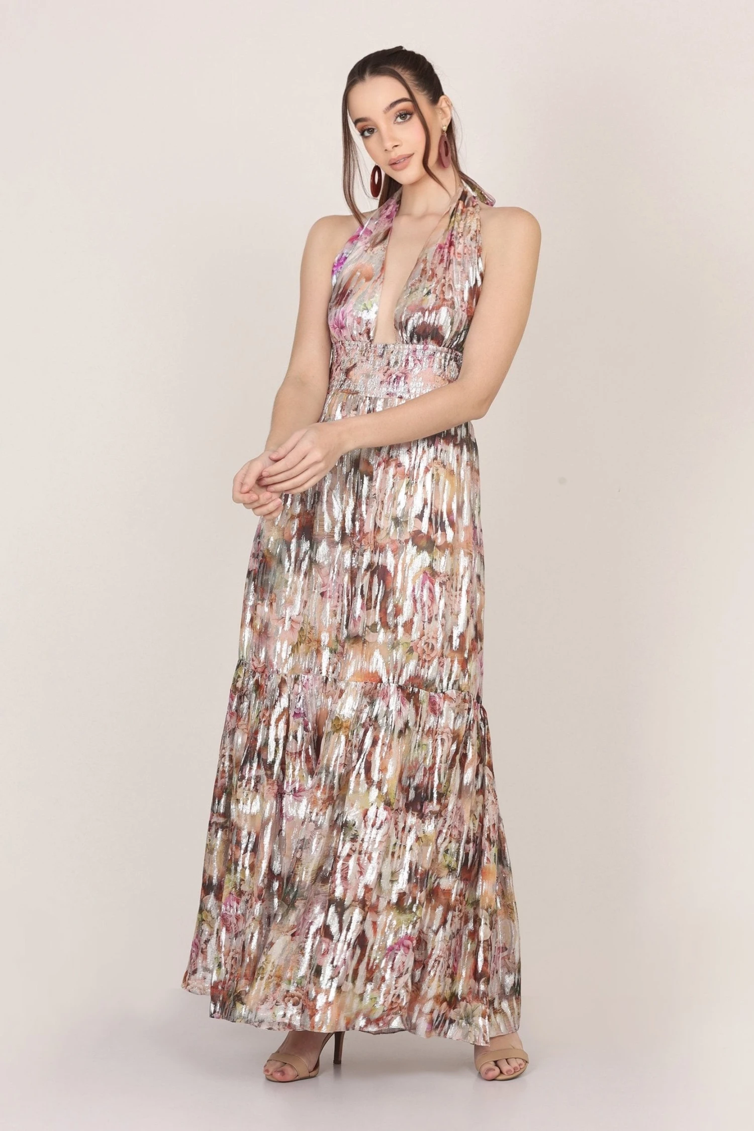 Noorex Metallic Printed Maxi Dress 2 Noorex Metallic Printed Maxi Dress - Image 2
