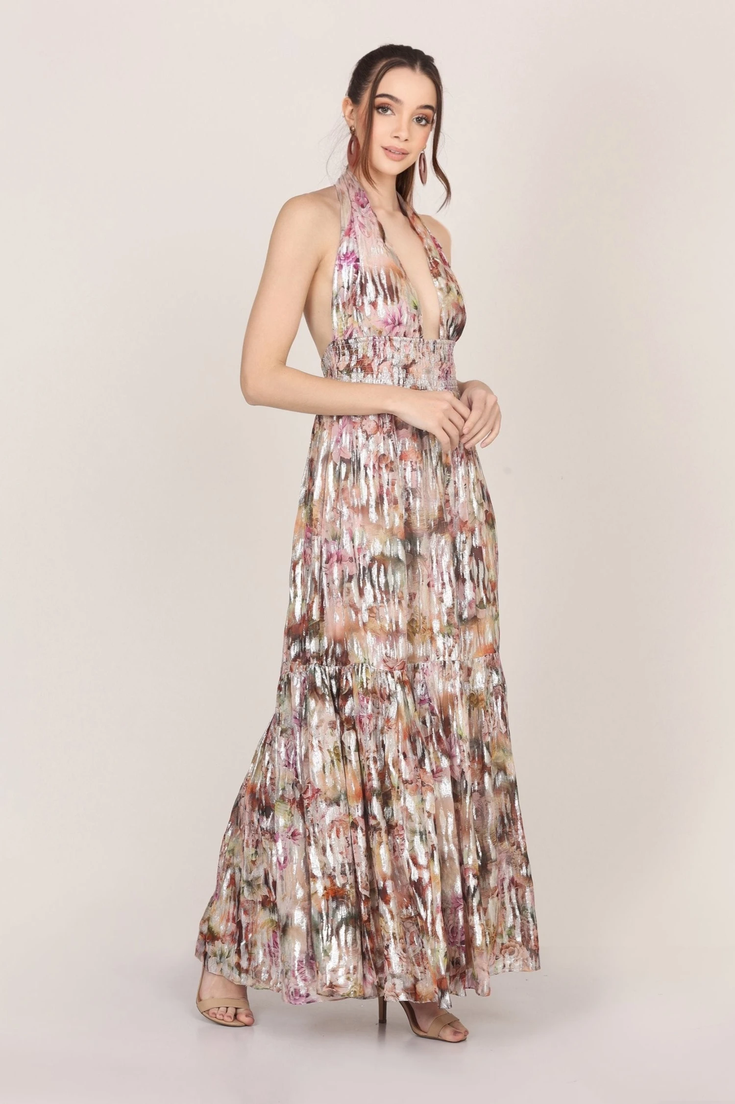 Noorex Metallic Printed Maxi Dress 3 Noorex Metallic Printed Maxi Dress - Image 3