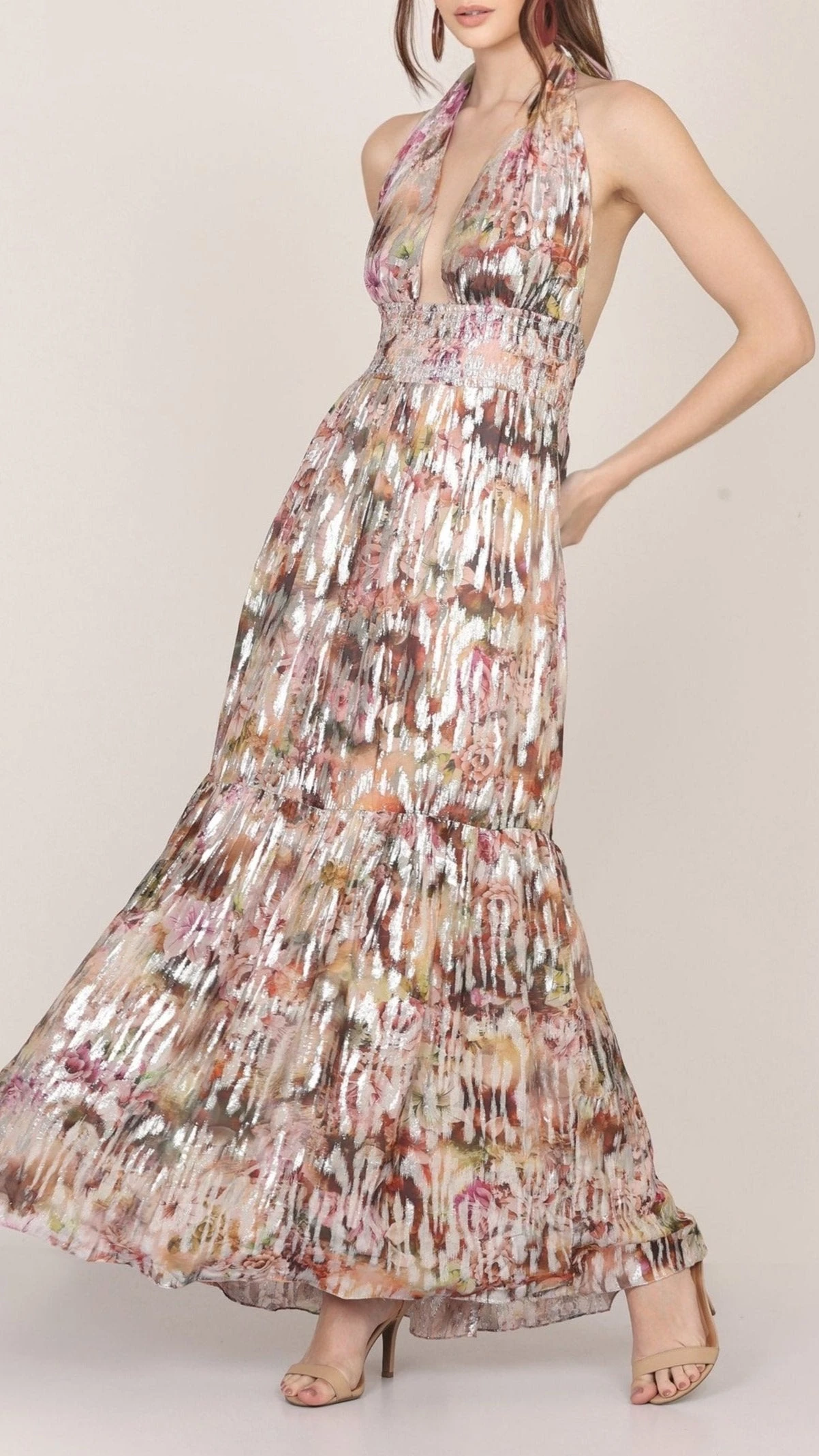 Noorex Metallic Printed Maxi Dress 4 Noorex Metallic Printed Maxi Dress - Image 4