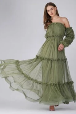 Emmeline Maxi Dress In Soft Olive