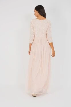 Belle Picasso Long Sleeve Bridesmaid Maxi In Nude -Laceand Beads 0j8a0148 1 min