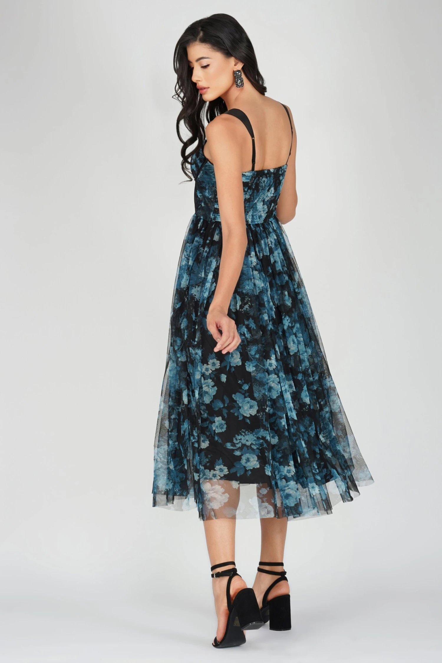 Dane Blue Floral Corset Midi Dress 3 Dane Blue Floral Corset Midi Dress - Image 3