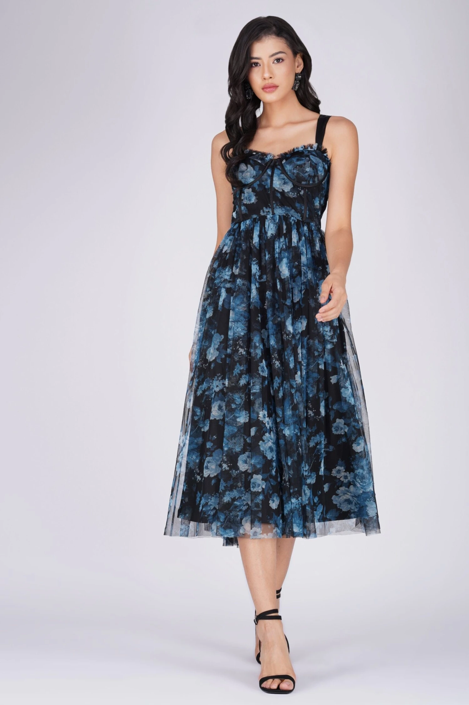 Dane Blue Floral Corset Midi Dress 2 Dane Blue Floral Corset Midi Dress - Image 2