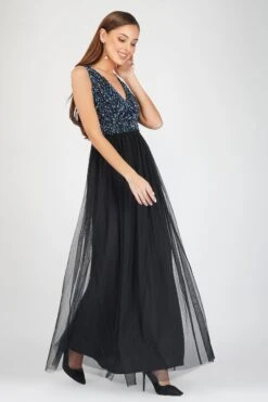 Ada Black Embellished Maxi Dress 18 Ada Black Embellished Maxi Dress -Laceand Beads 11 3 1 1