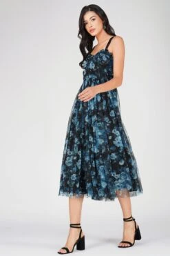 Dane Blue Floral Corset Midi Dress 10 Dane Blue Floral Corset Midi Dress -Laceand Beads 11 4