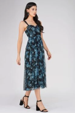 Dane Blue Floral Corset Midi Dress 11 Dane Blue Floral Corset Midi Dress -Laceand Beads 11 5