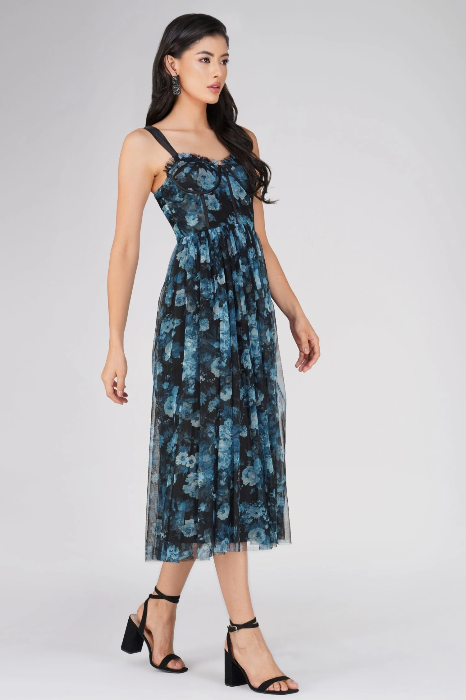 Dane Blue Floral Corset Midi Dress 5 Dane Blue Floral Corset Midi Dress - Image 5