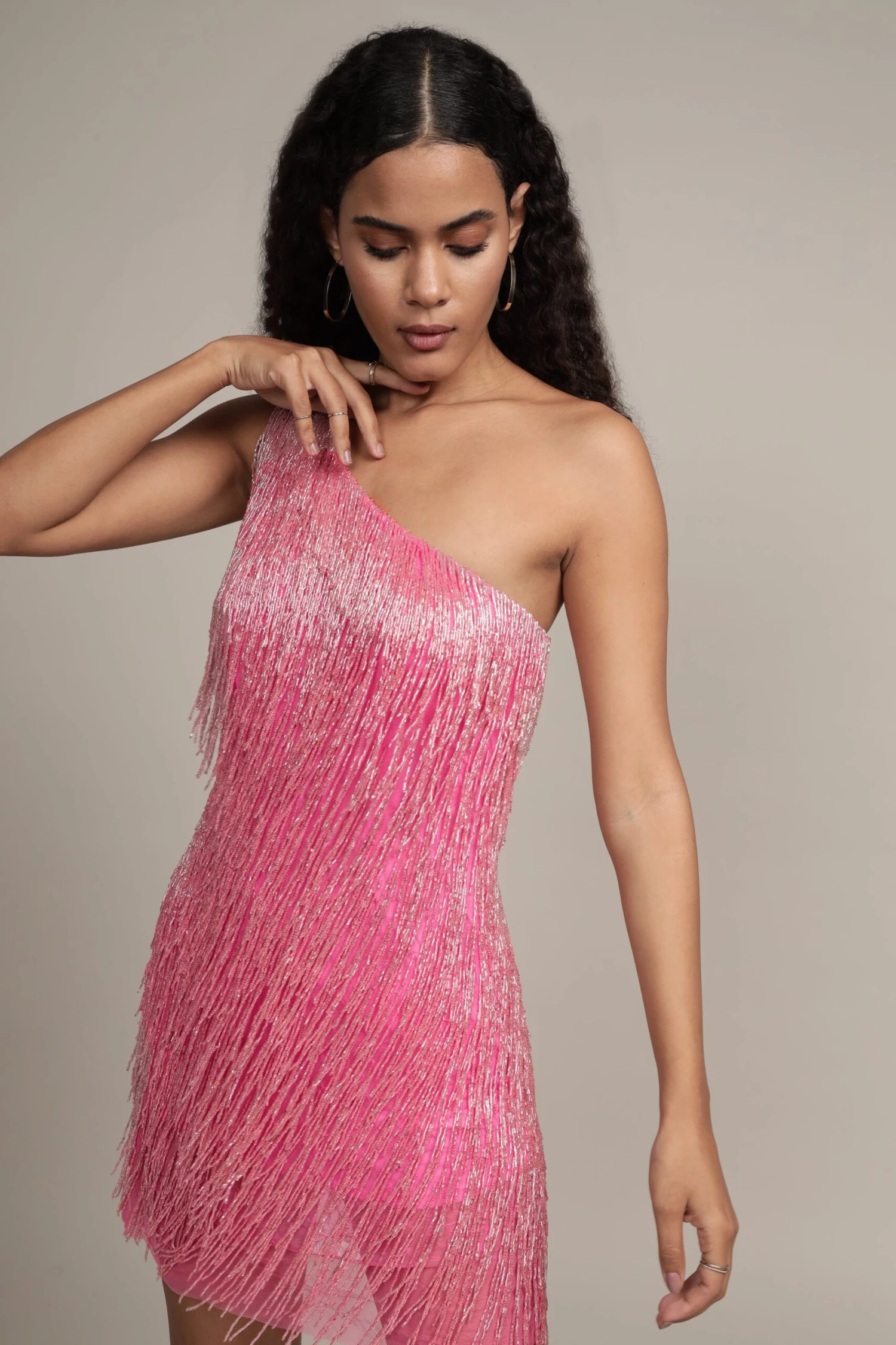 Athena Embellished Pink Fringe Mini Dress 1 Athena Embellished Pink Fringe Mini Dress