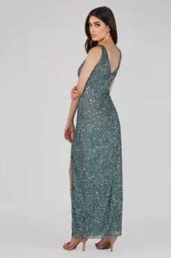 Greyson Teal Sequin Maxi Dress 9 Greyson Teal Sequin Maxi Dress -Laceand Beads 12 23 Copy