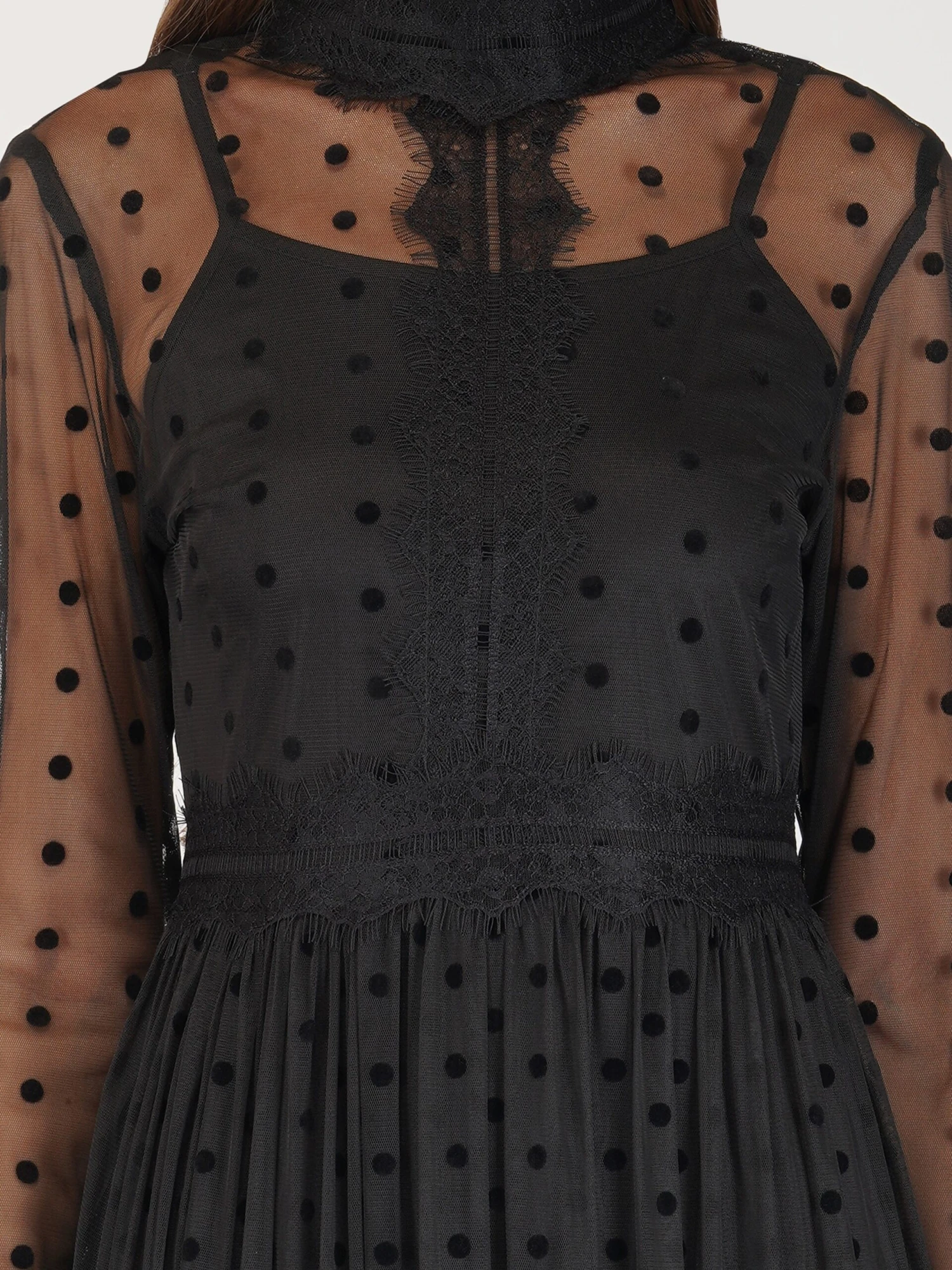 Roman Lola Polka Dot Midi Dress In Black 10 Roman Lola Polka Dot Midi Dress In Black - Image 10