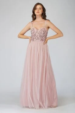 Riva Embellished Corset Maxi Dress In Pink -Laceand Beads 16 6