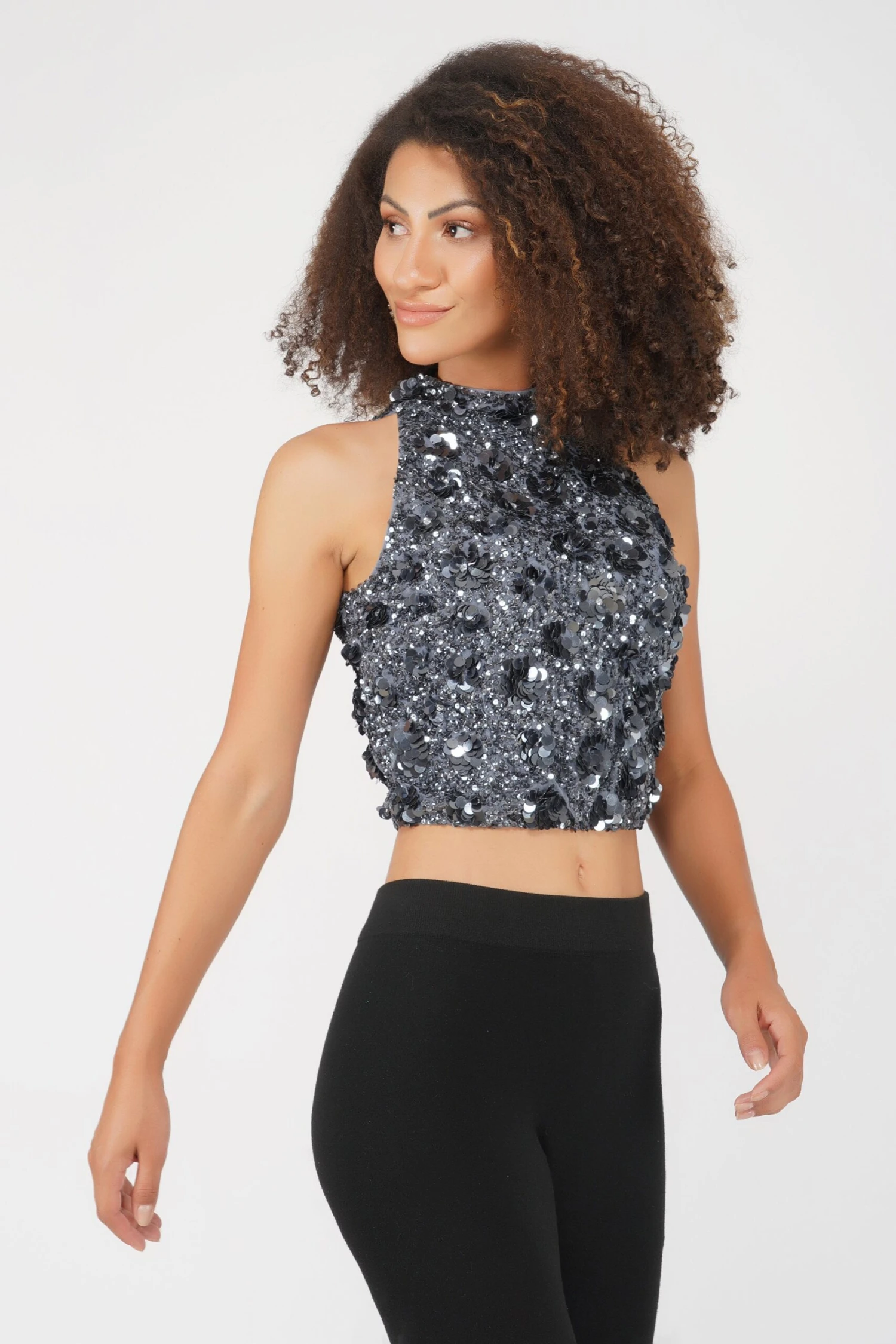 Gui Charcoal Grey Sequin Top 6 Gui Charcoal Grey Sequin Top - Image 6