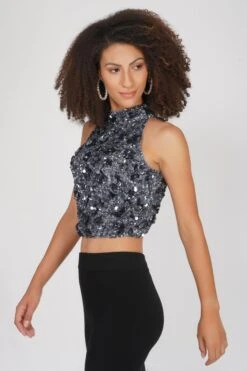 Gui Charcoal Grey Sequin Top 8 Gui Charcoal Grey Sequin Top -Laceand Beads 18 3