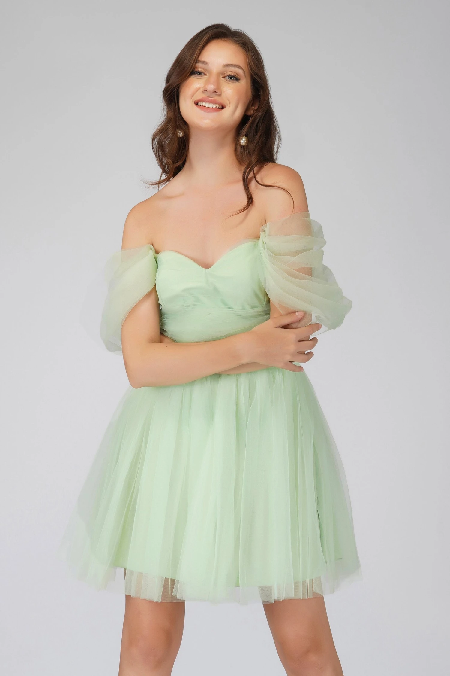Sydney Sage Green Tulle Mini Dress 1 Sydney Sage Green Tulle Mini Dress