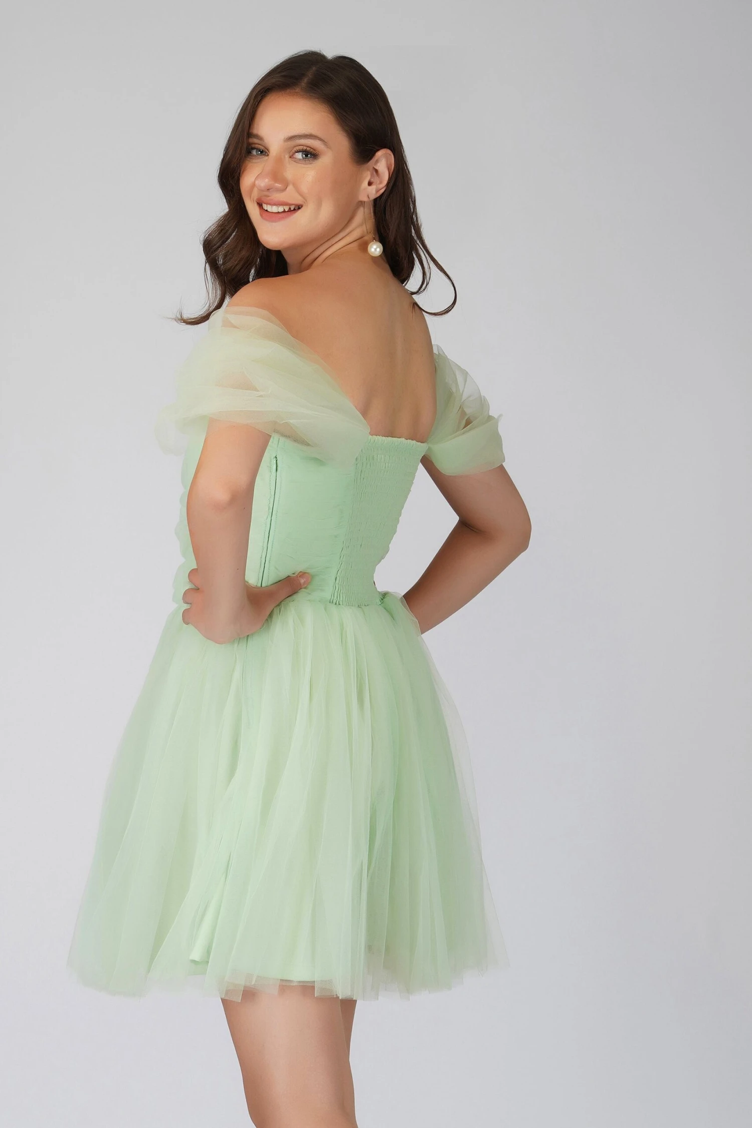 Sydney Sage Green Tulle Mini Dress 3 Sydney Sage Green Tulle Mini Dress - Image 3