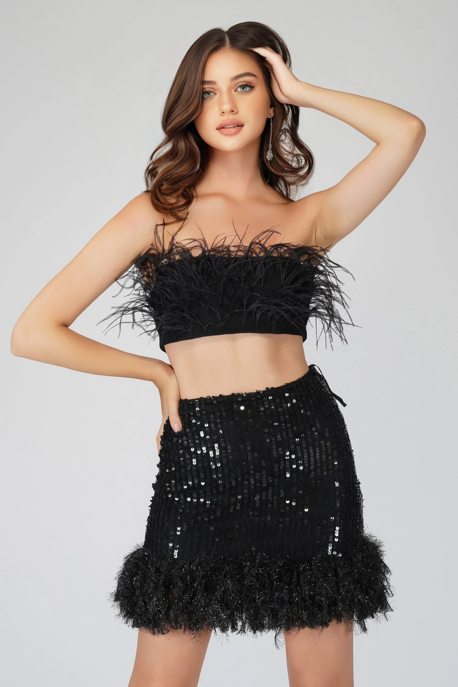 Xara Black Feather Top 1 Xara Black Feather Top