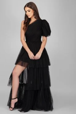 Rowena One Shoulder Tulle Gown In Black 7 Rowena One Shoulder Tulle Gown In Black -Laceand Beads 1 19 Copy 1f0c7539 0c69 4ff1 8354 a1e7a1d4ffcc