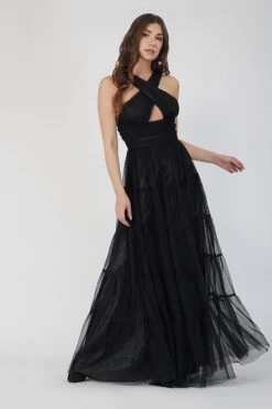 Dreamy Black Crisscross Front Maxi Dress
