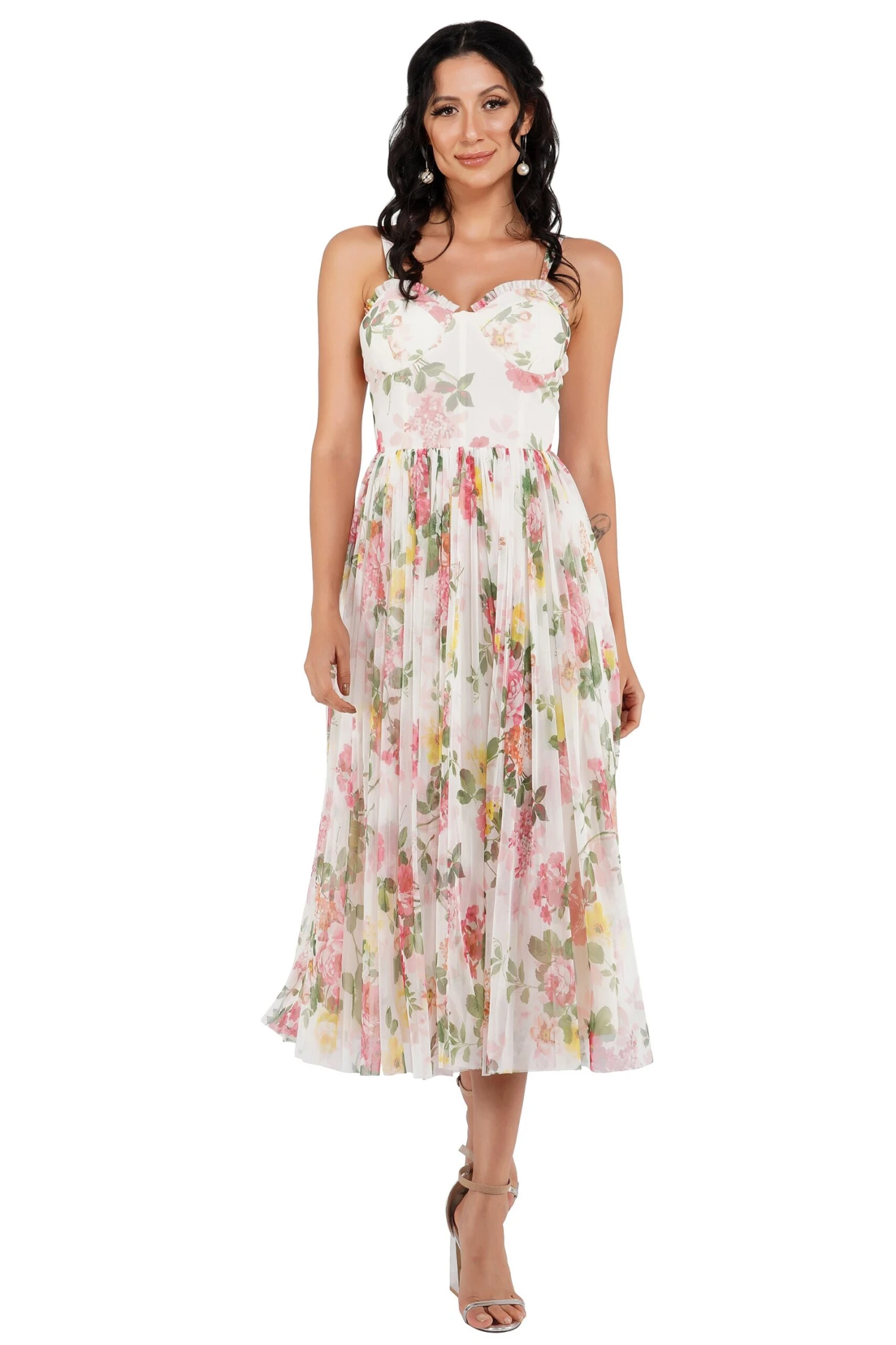 Dane Floral Tulle Corset Midi Dress 2 Dane Floral Tulle Corset Midi Dress - Image 2