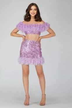 Zuri Sequin Lilac Purple Feather Top -Laceand Beads 1 9 Copy