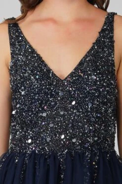 Symphony Dark Blue Embellished Midi Dress 15 Symphony Dark Blue Embellished Midi Dress -Laceand Beads 24 5