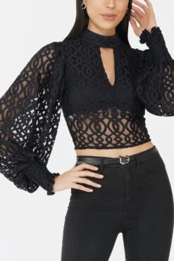 Marlee Lace Top In Navy Black