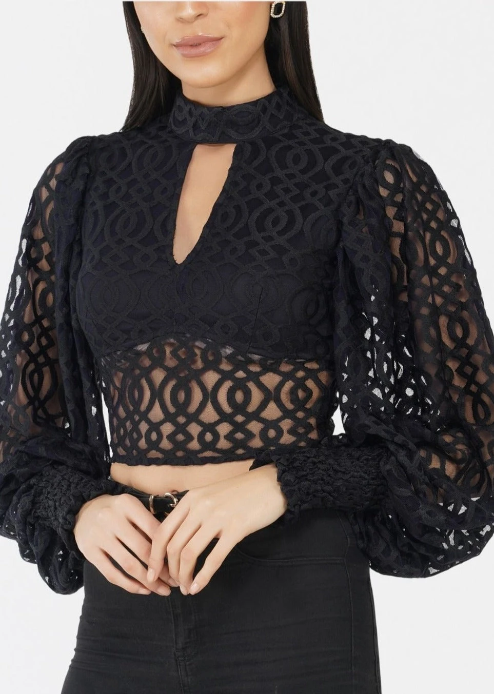 Marlee Lace Top In Navy Black 2 Marlee Lace Top In Navy Black - Image 2