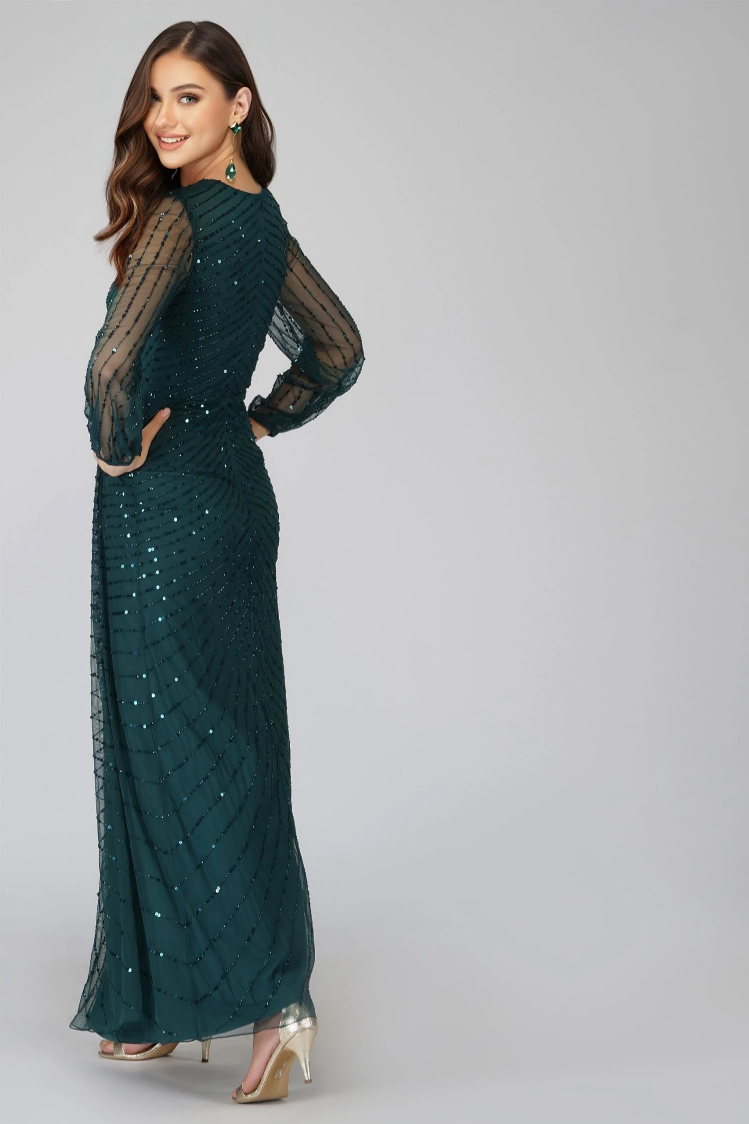 Miya Long Sleeve Green Bridesmaid Dress 2 Miya Long Sleeve Green Bridesmaid Dress - Image 2