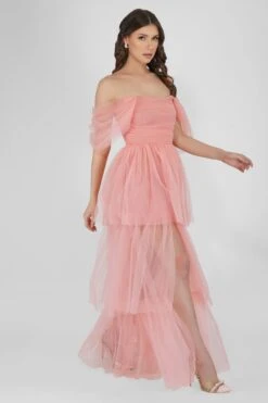 Sydney Tulle Maxi Dress In Coral Pink 9 Sydney Tulle Maxi Dress In Coral Pink -Laceand Beads 2 1 90f1ce5a b025 4644 ab38 974366b6b13b