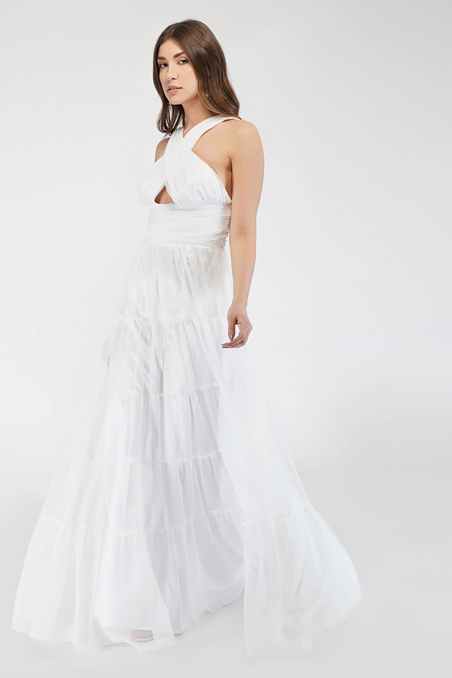 Dreamy White Crisscross Front Maxi Dress 4 Dreamy White Crisscross Front Maxi Dress - Image 4