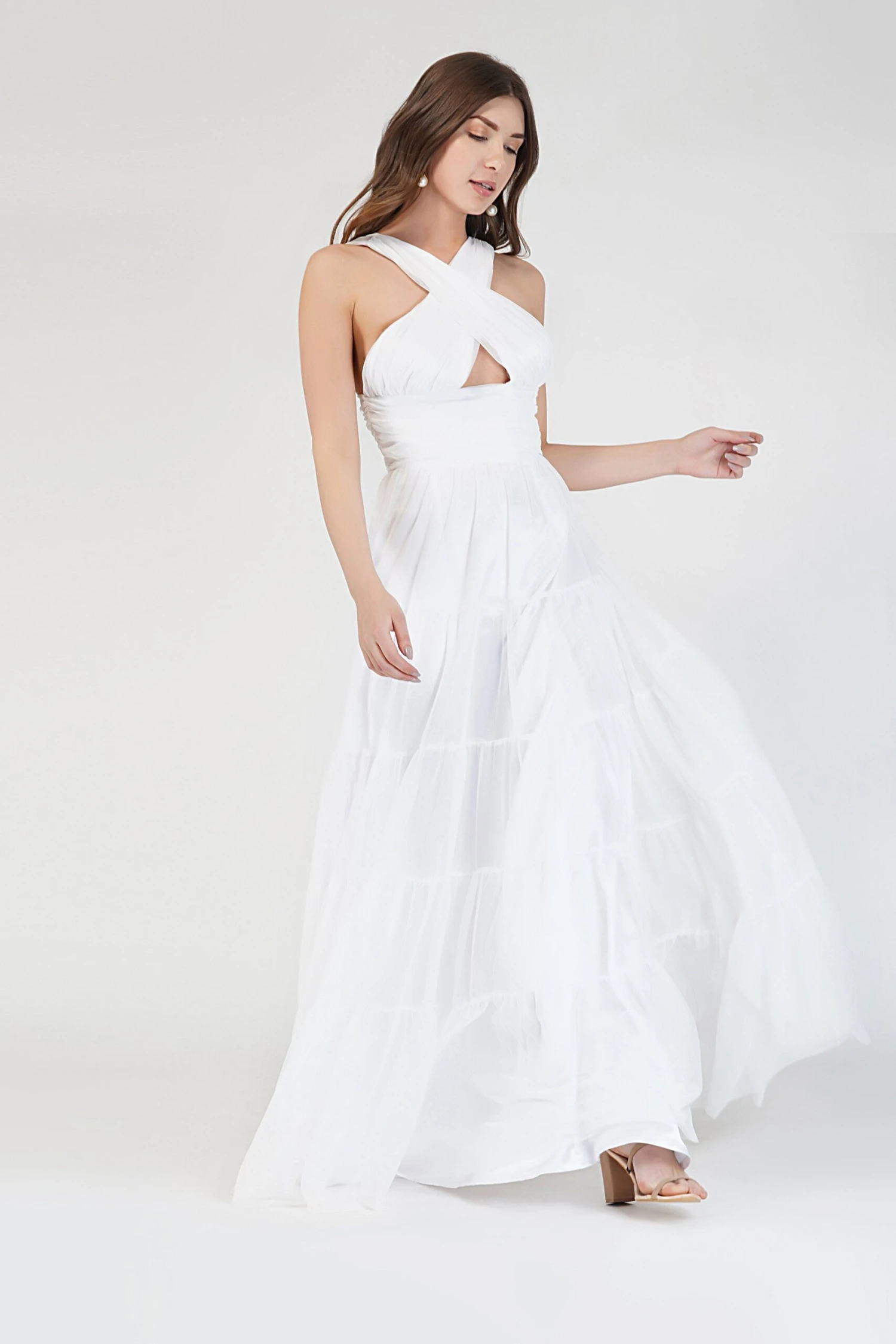 Dreamy White Crisscross Front Maxi Dress 1 Dreamy White Crisscross Front Maxi Dress