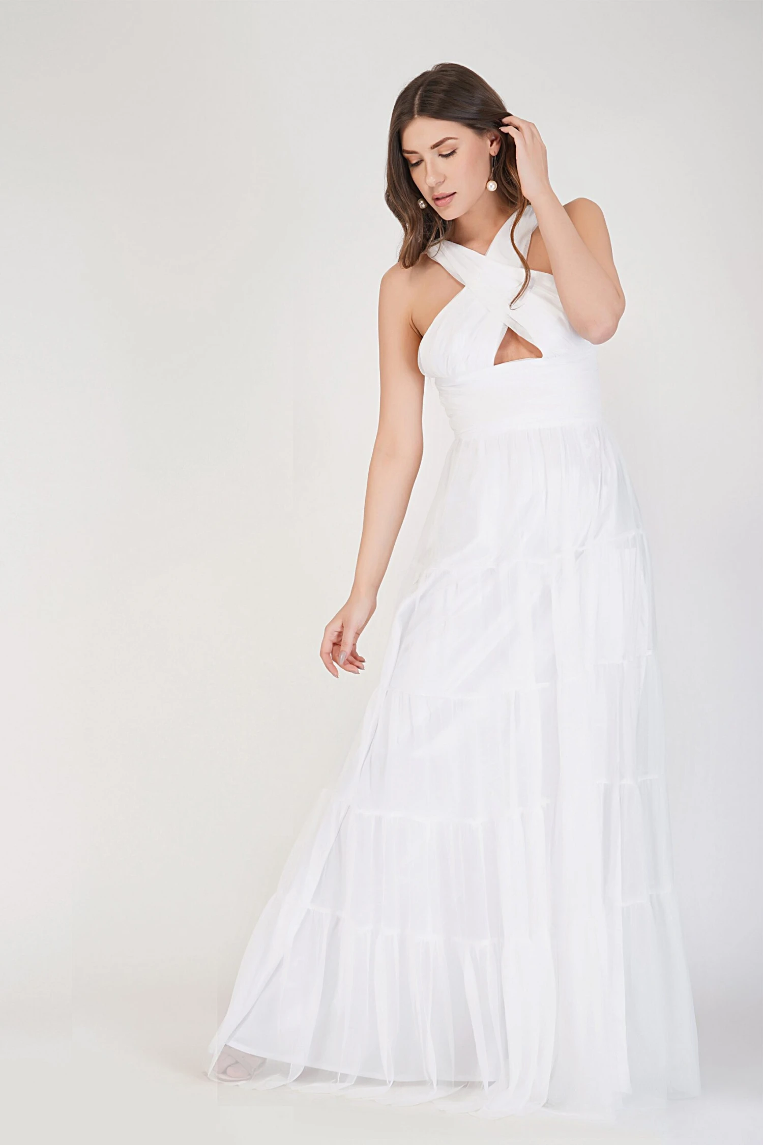 Dreamy White Crisscross Front Maxi Dress 2 Dreamy White Crisscross Front Maxi Dress - Image 2