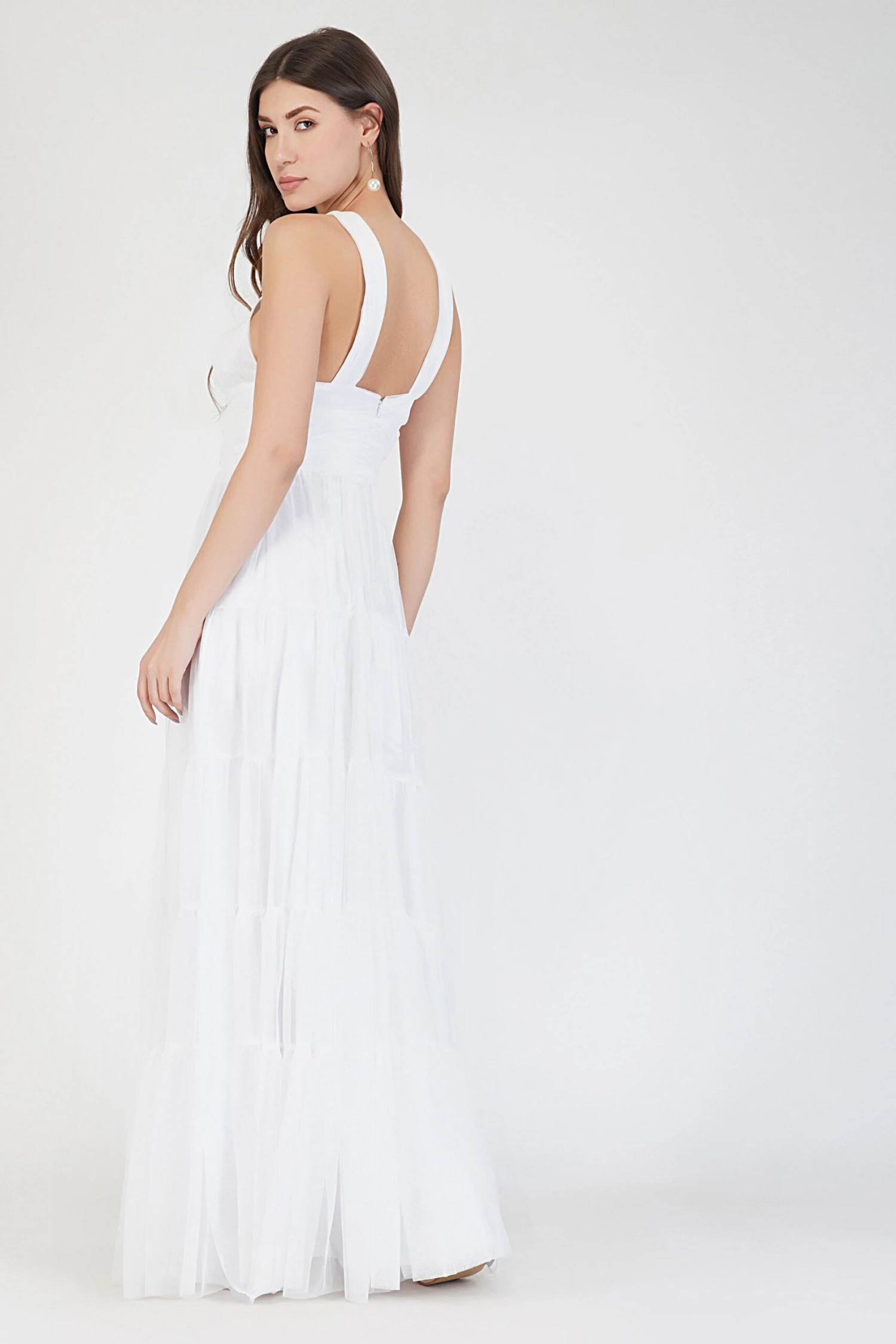 Dreamy White Crisscross Front Maxi Dress 3 Dreamy White Crisscross Front Maxi Dress - Image 3