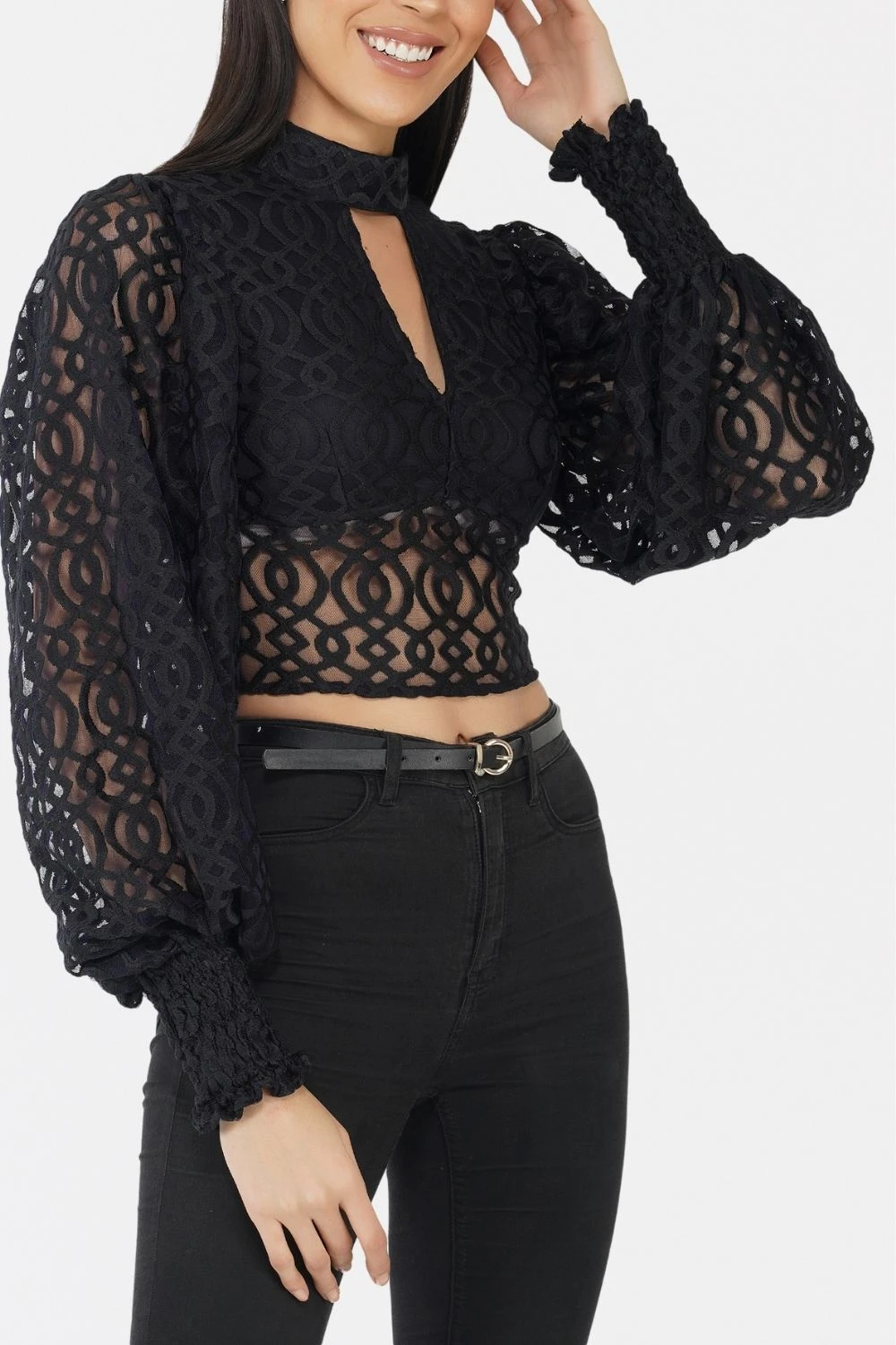 Marlee Lace Top In Navy Black 5 Marlee Lace Top In Navy Black - Image 5