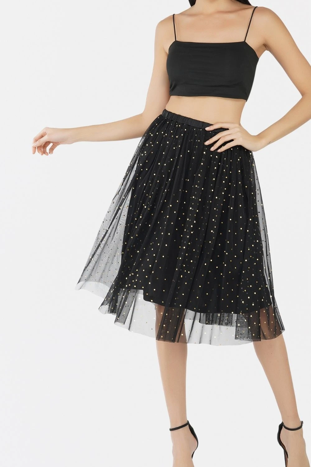 Val Black And Gold Tulle Midi Skirt 2 Val Black And Gold Tulle Midi Skirt - Image 2