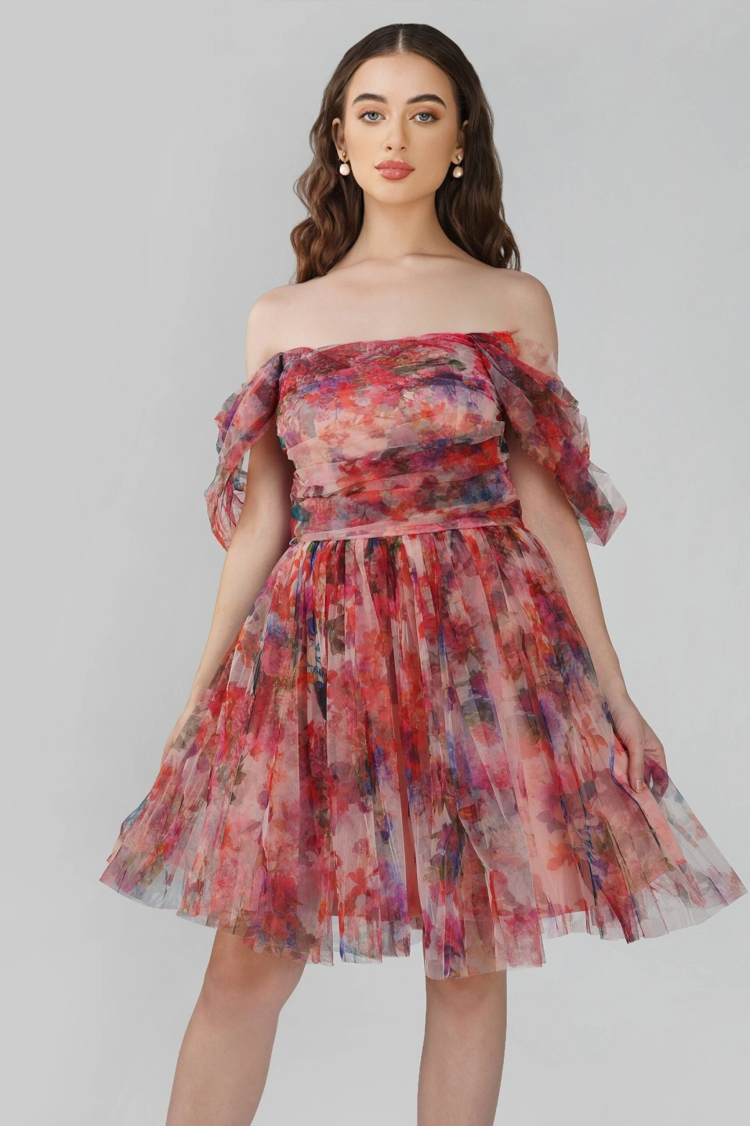 Sydney Mixed Floral Tulle Mini Dress 1 Sydney Mixed Floral Tulle Mini Dress