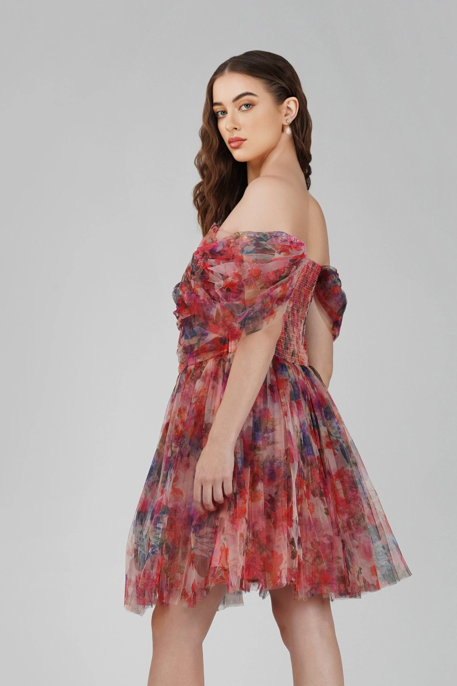 Sydney Mixed Floral Tulle Mini Dress 2 Sydney Mixed Floral Tulle Mini Dress - Image 2