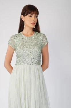 Picasso Short Sleeve Sage Green Embellished Dress 9 Picasso Short Sleeve Sage Green Embellished Dress -Laceand Beads 3 5 36c318c3 1159 4b01 81f0 7a753c002157