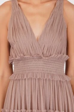 Luna Mink Tulle Plunge Maxi Dress 7 Luna Mink Tulle Plunge Maxi Dress -Laceand Beads 3 5 d299af82 fab9 490b a255 32d4090ff646