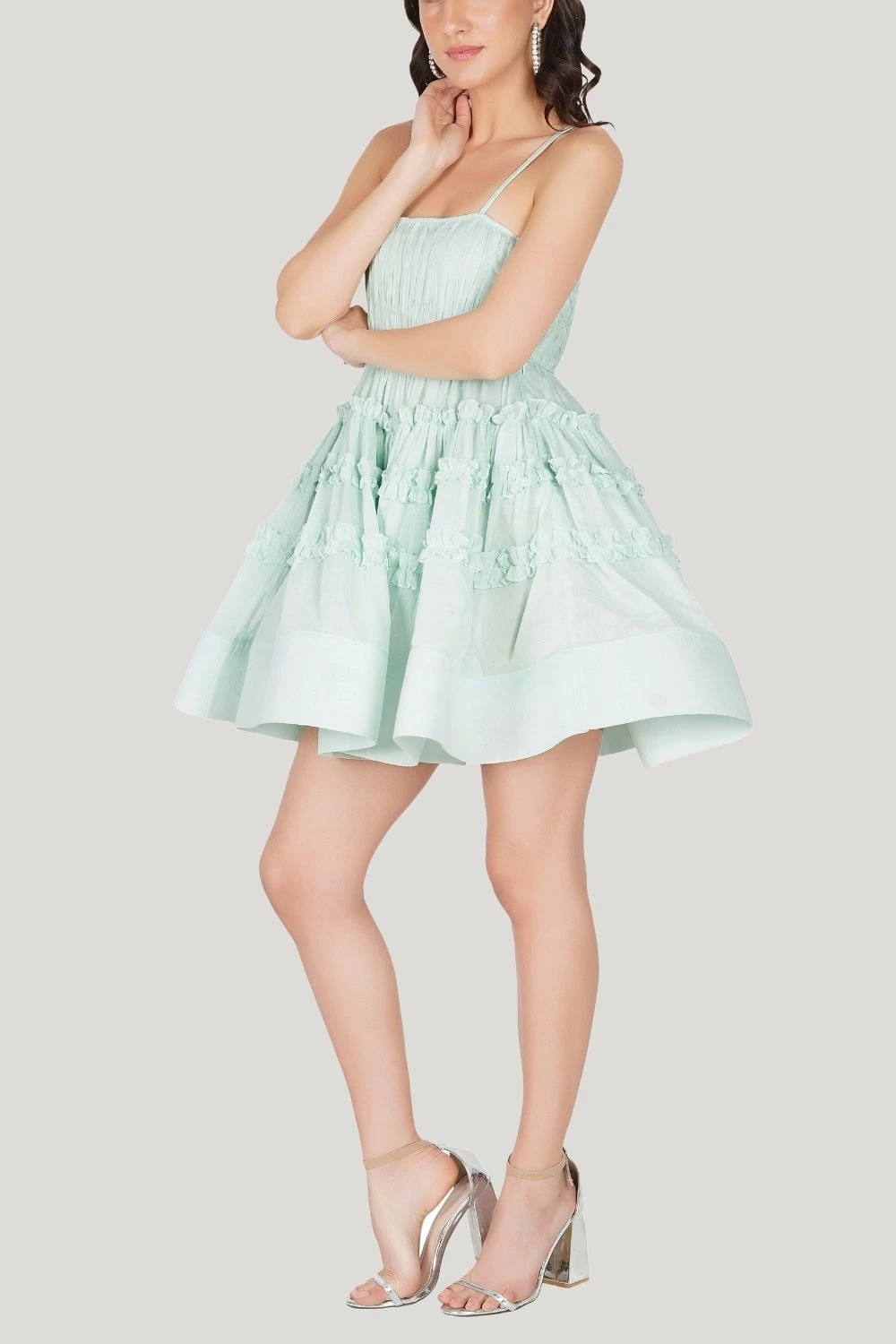 Bethan Cotton Mini Dress In Sage 10 Bethan Cotton Mini Dress In Sage - Image 10