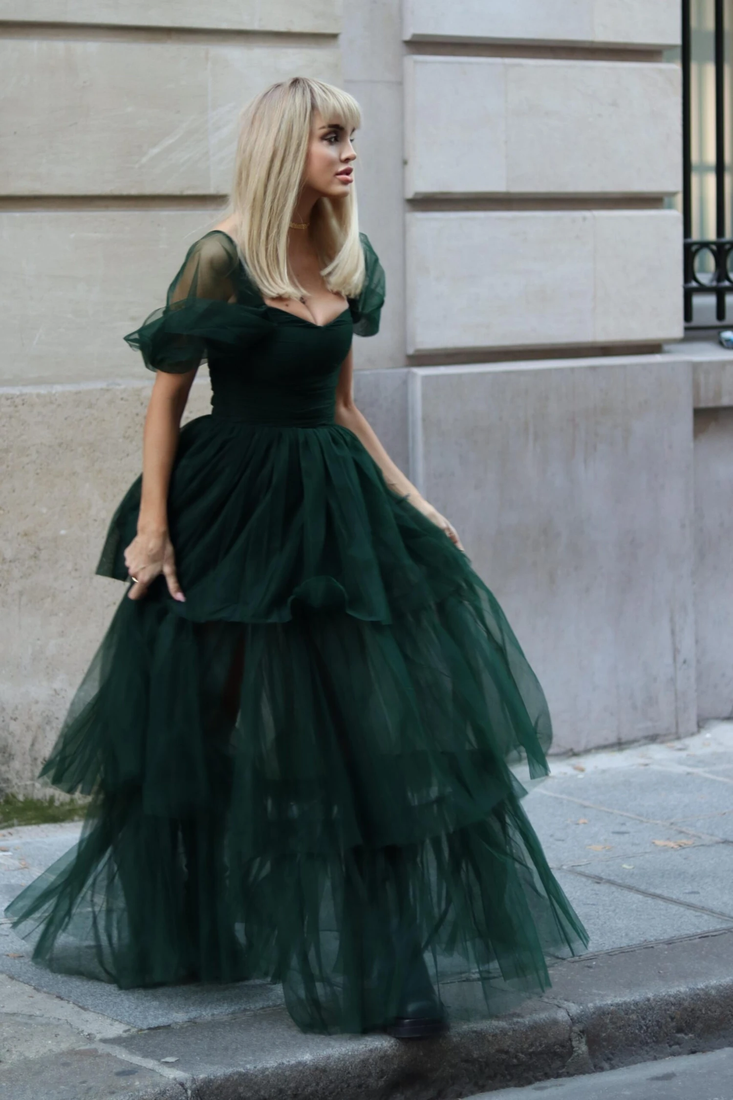 Sydney Off Shoulder Tulle Maxi Dress In Emerald Green 2 Sydney Off Shoulder Tulle Maxi Dress In Emerald Green - Image 2