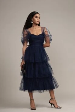 Sydney Tulle Midi Dress In Navy -Laceand Beads 5053572688164 3