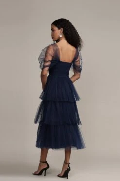 Sydney Tulle Midi Dress In Navy -Laceand Beads 5053572688164 4