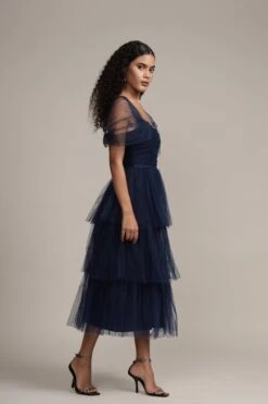 Sydney Tulle Midi Dress In Navy -Laceand Beads 5053572688164 6