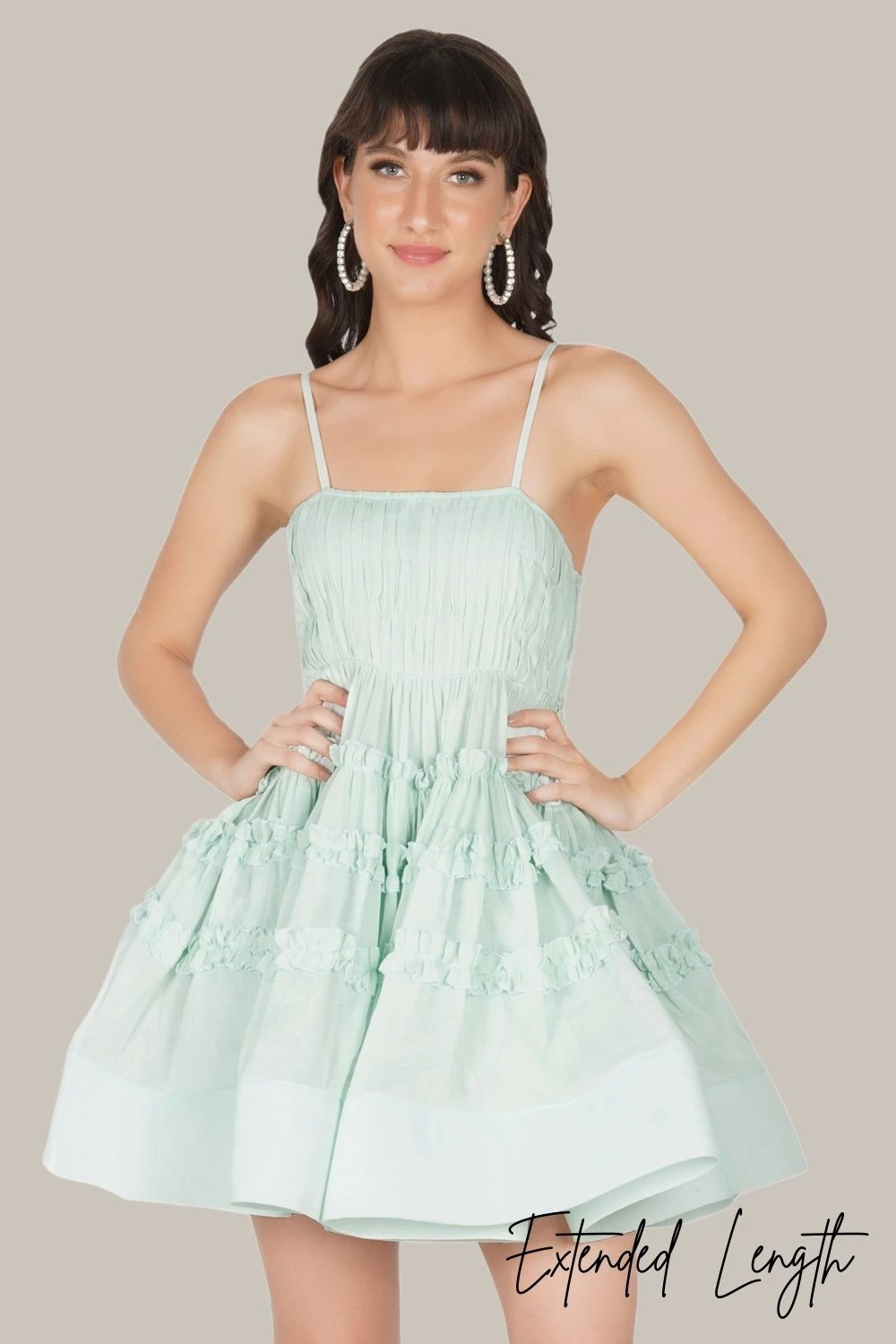 Bethan Cotton Mini Dress In Sage 3 Bethan Cotton Mini Dress In Sage - Image 3