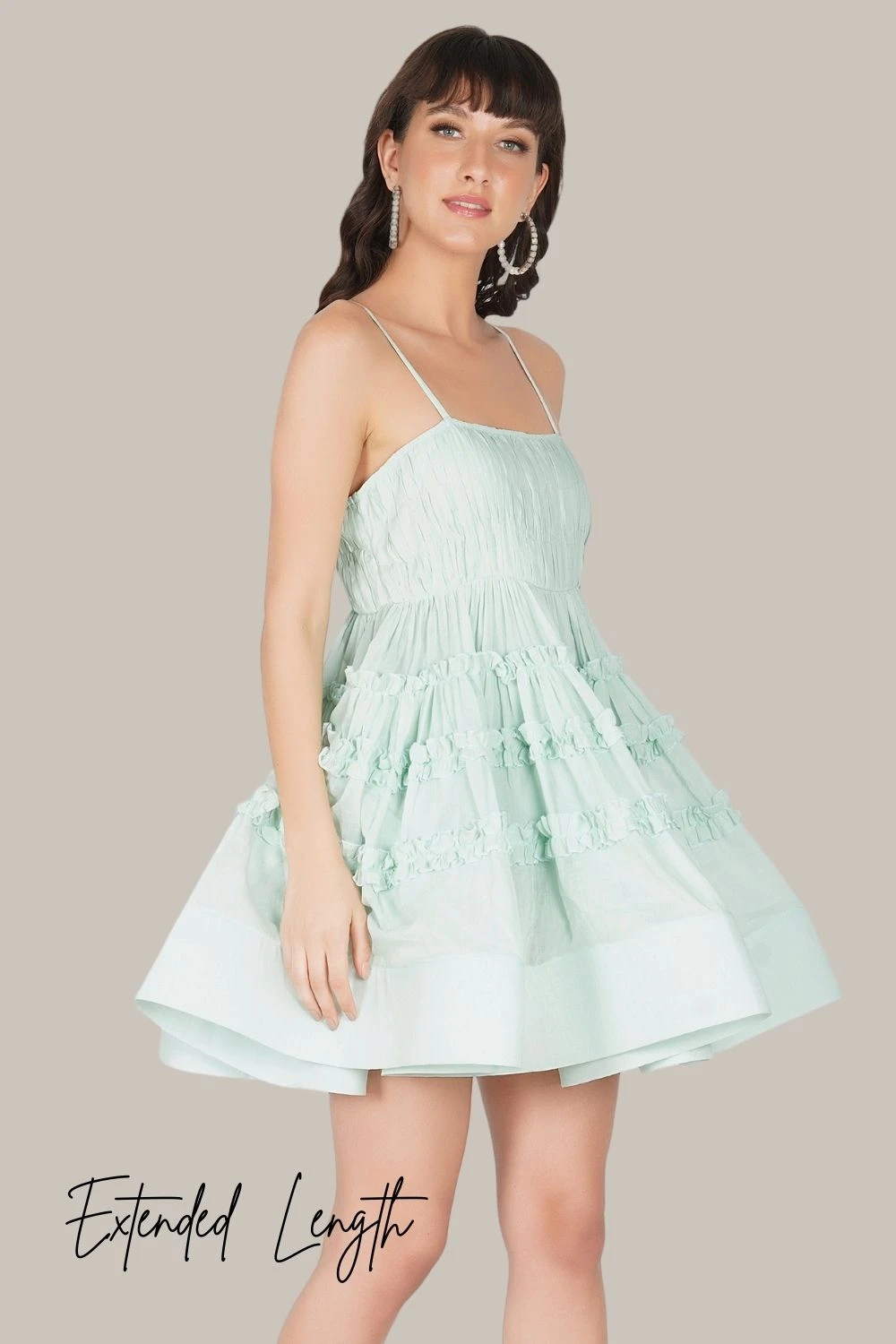 Bethan Cotton Mini Dress In Sage 4 Bethan Cotton Mini Dress In Sage - Image 4