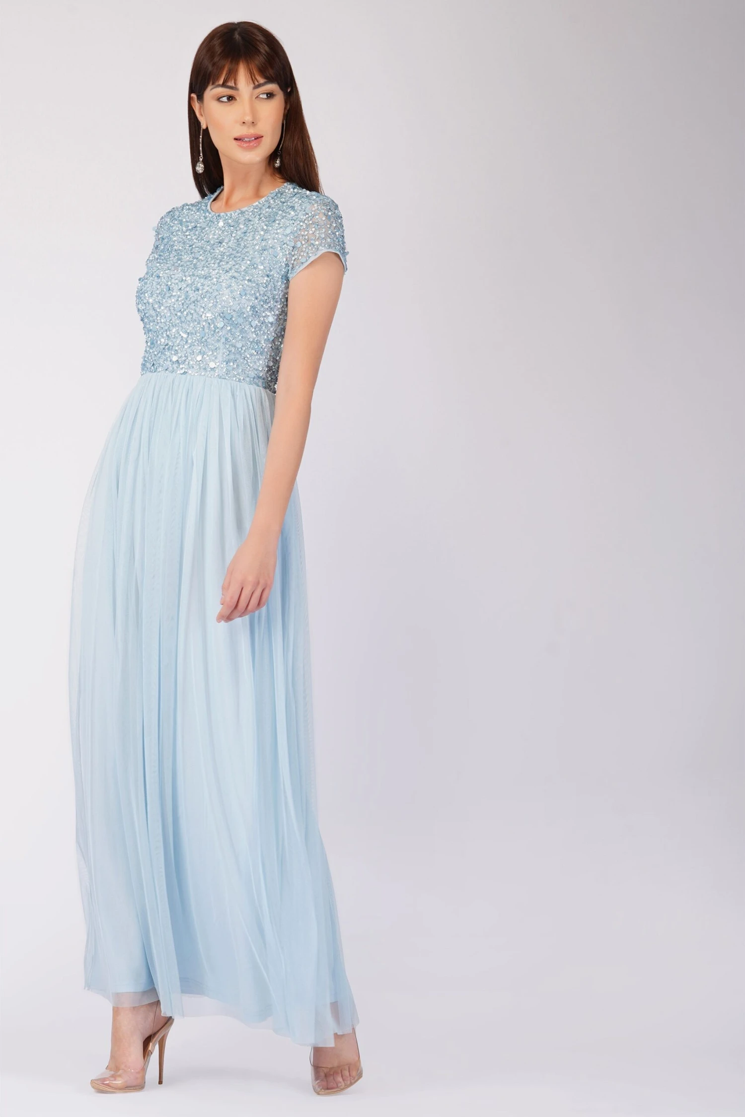 Picasso Short Sleeve Blue Bridesmaid Dress 12 Picasso Short Sleeve Blue Bridesmaid Dress - Image 12