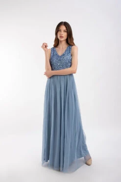 Picasso V Embellished Blue Bridesmaid Dress -Laceand Beads 5 6 Copy