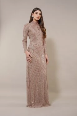 Lotus Embellished Maxi Dress In Taupe 10 Lotus Embellished Maxi Dress In Taupe -Laceand Beads 67 3
