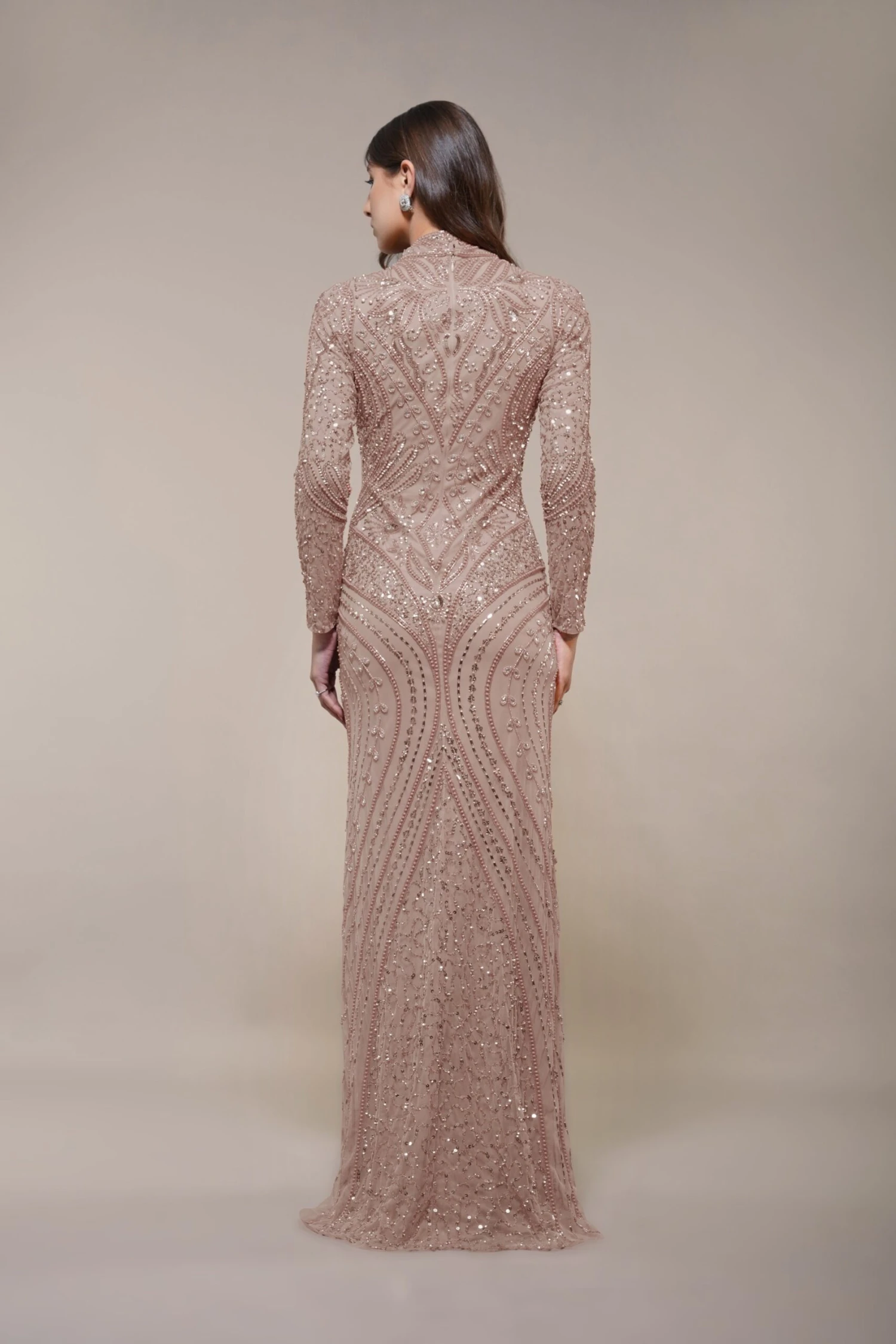 Lotus Embellished Maxi Dress In Taupe 6 Lotus Embellished Maxi Dress In Taupe - Image 6